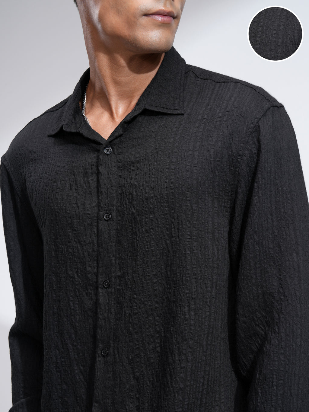 Highlander Men Black Striped Relaxed Fit Casual Shirt - Black - Image 5