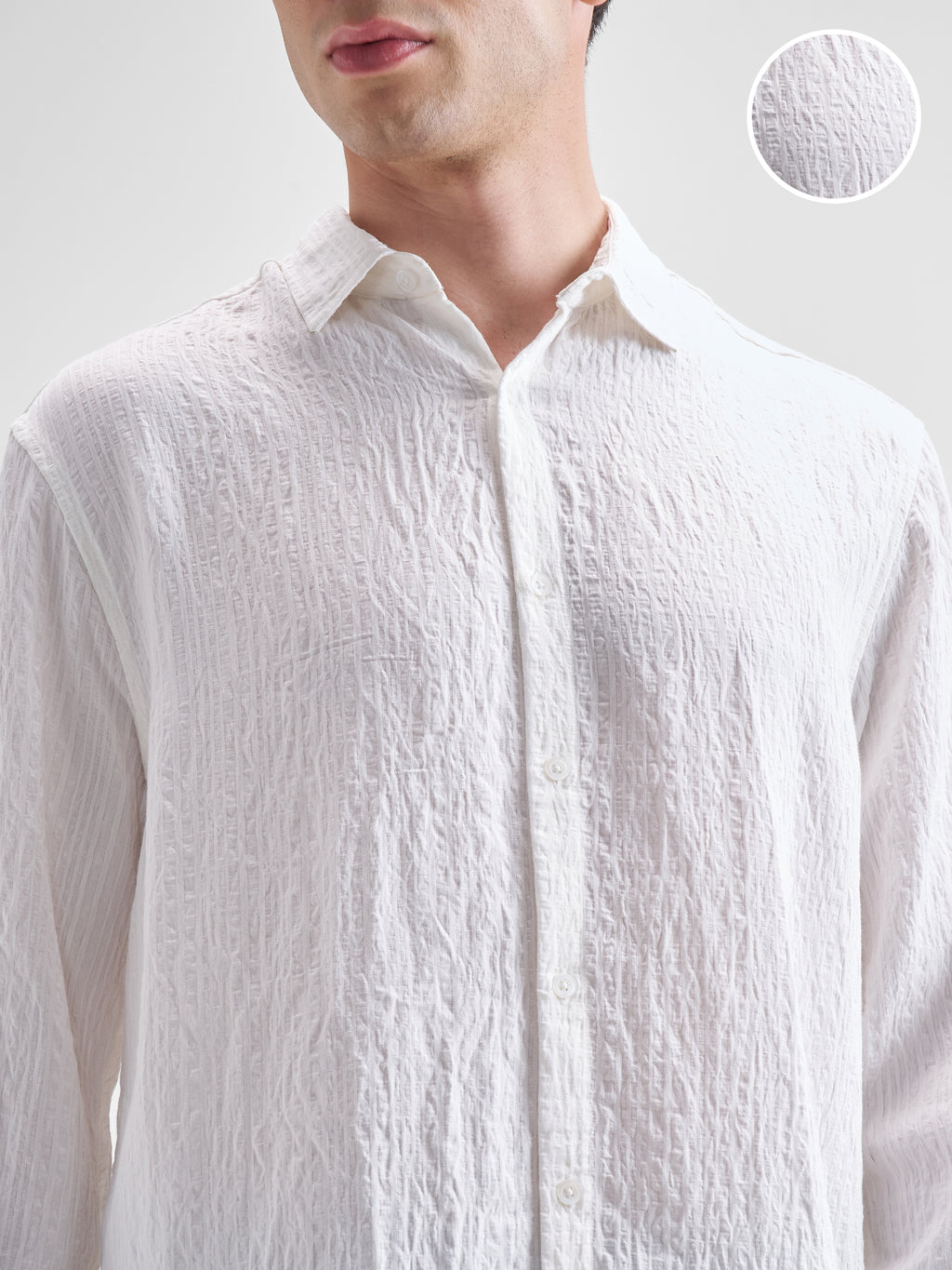 Highlander Men White Self Design Relaxed Fit Casual Shirt - White - Image 5
