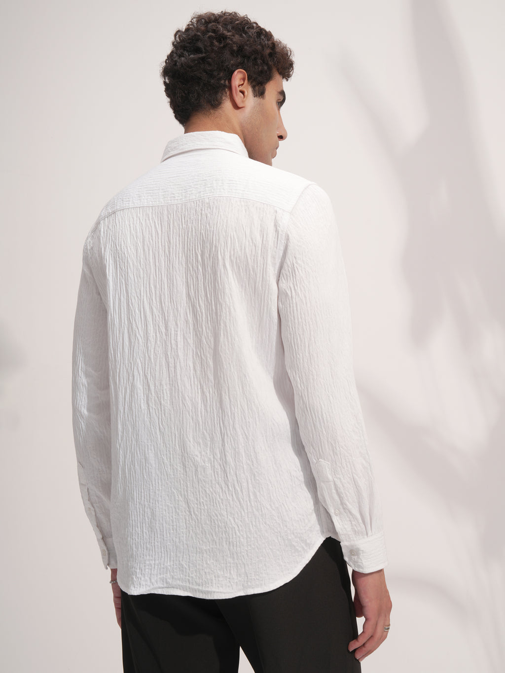 Highlander Men White Self Design Slim Fit Casual Shirt - White - Image 3