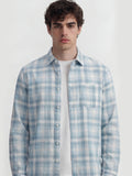 Highlander Men Blue Checked Slim Fit Casual Shirt - Blue - Image 1