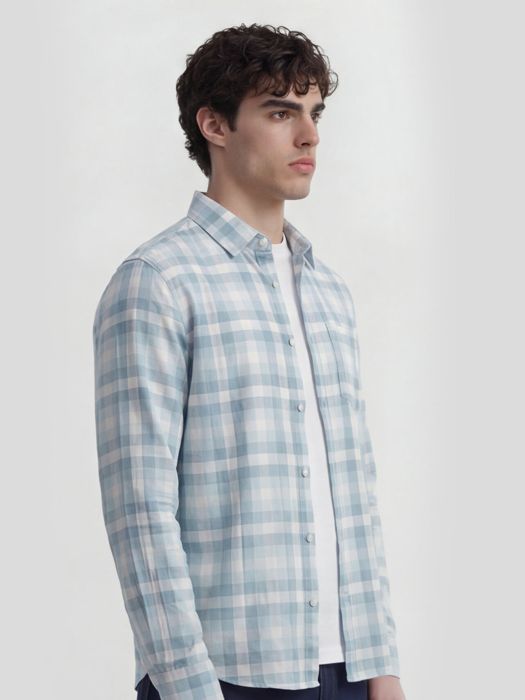 Highlander Men Blue Checked Slim Fit Casual Shirt - Blue - Image 6