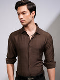 Highlander Men Brown Checked Slim Fit Casual Shirt - Brown - Image 1