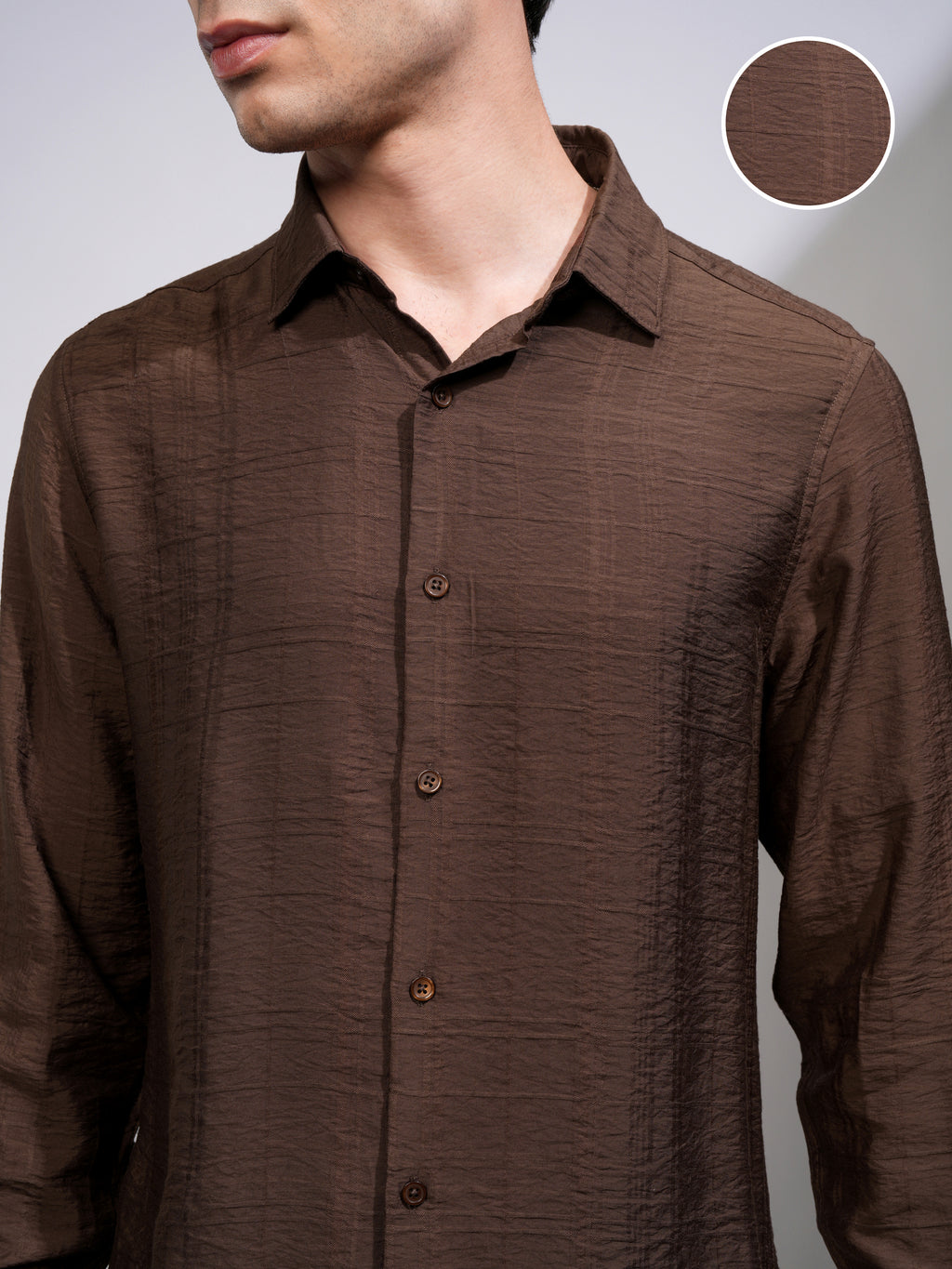 Highlander Men Brown Checked Slim Fit Casual Shirt - Brown - Image 5