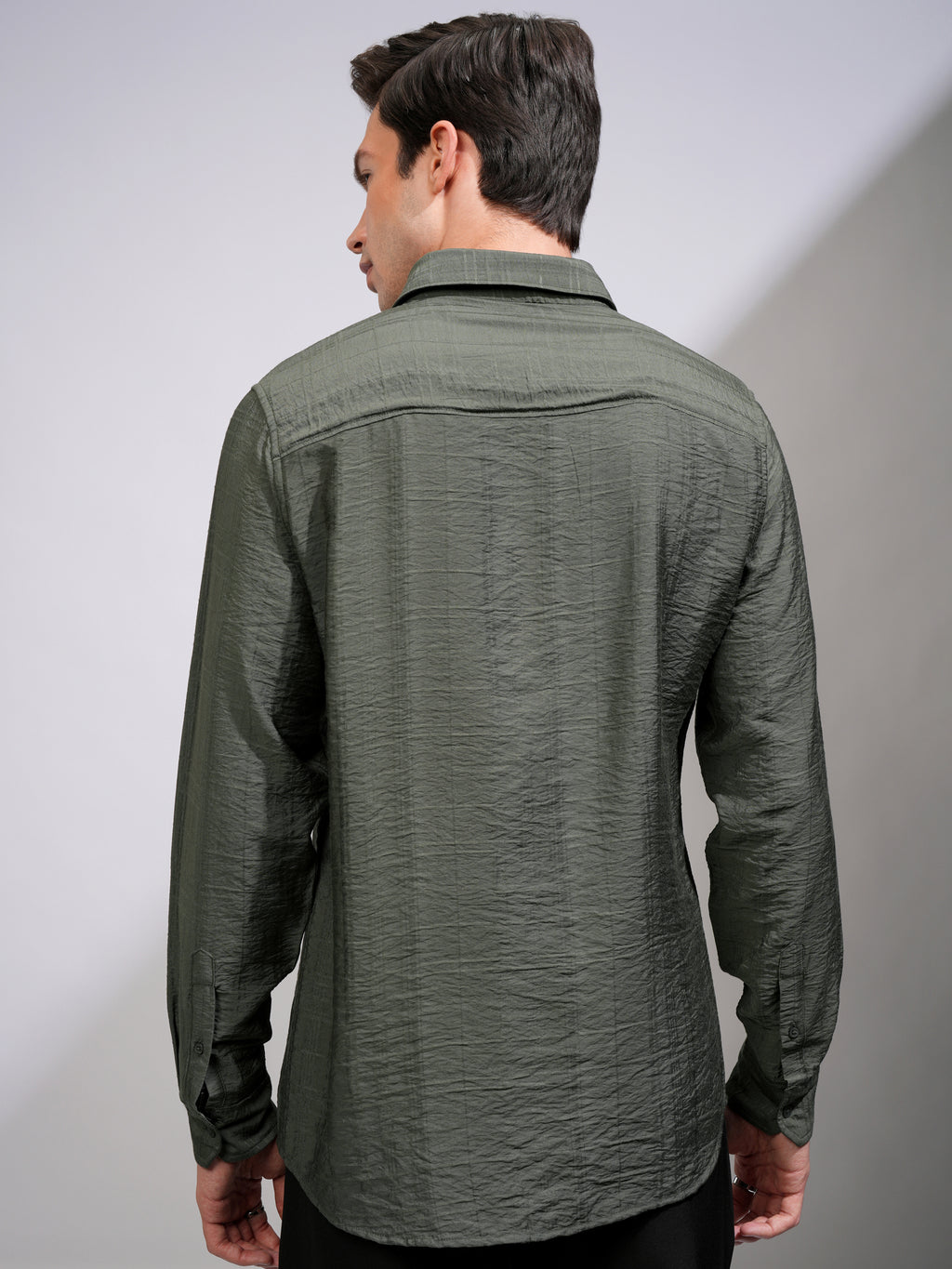 Highlander Men Green Checked Slim Fit Casual Shirt - Green - Image 3
