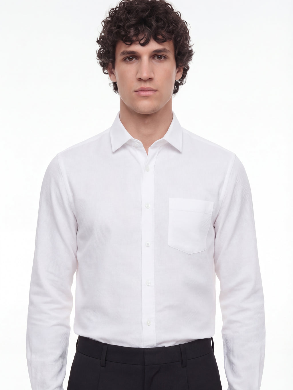 Highlander Men White Self Design Regular Fit Casual Shirt - White - Image 1