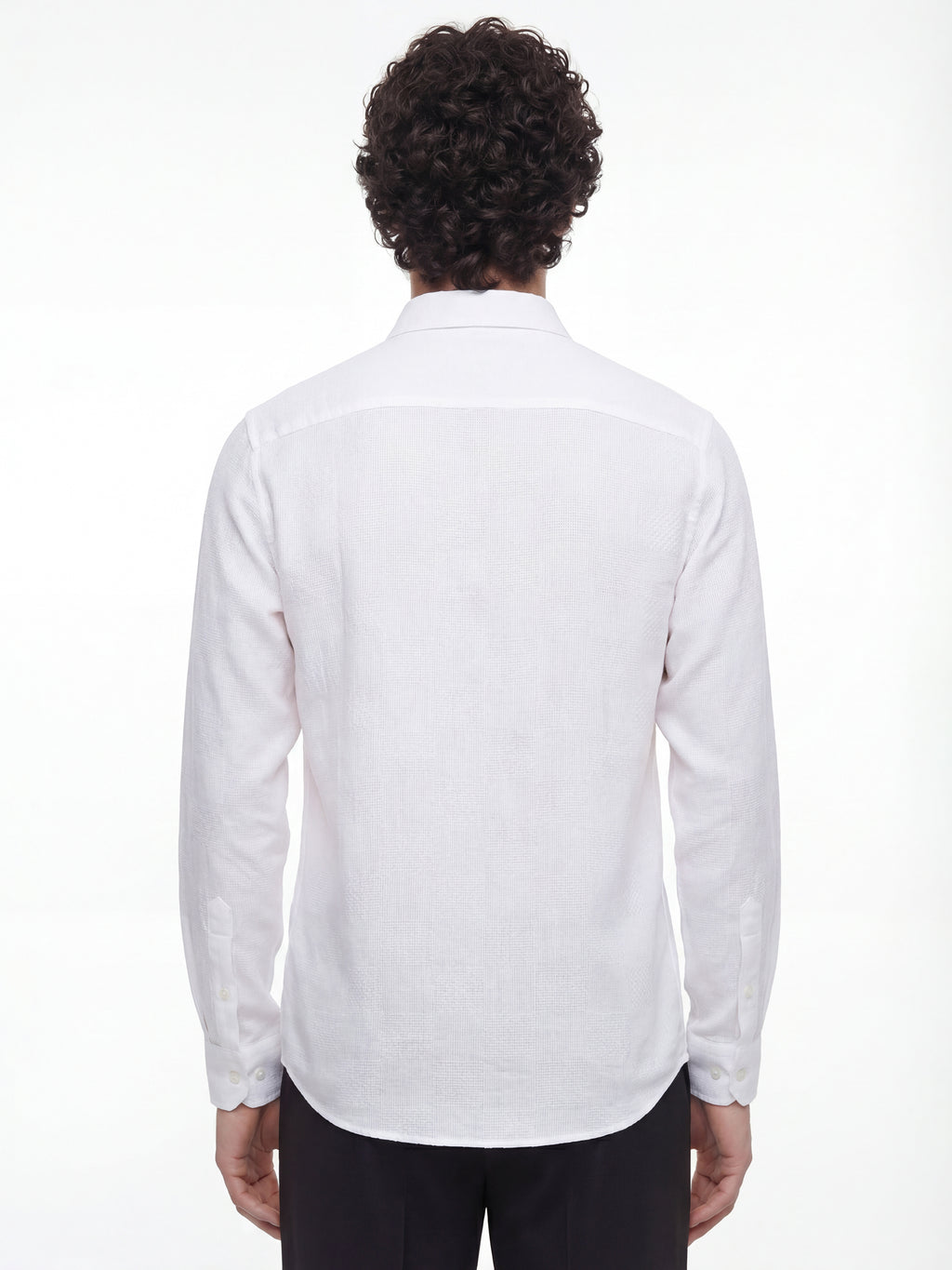 Highlander Men White Self Design Regular Fit Casual Shirt - White - Image 3