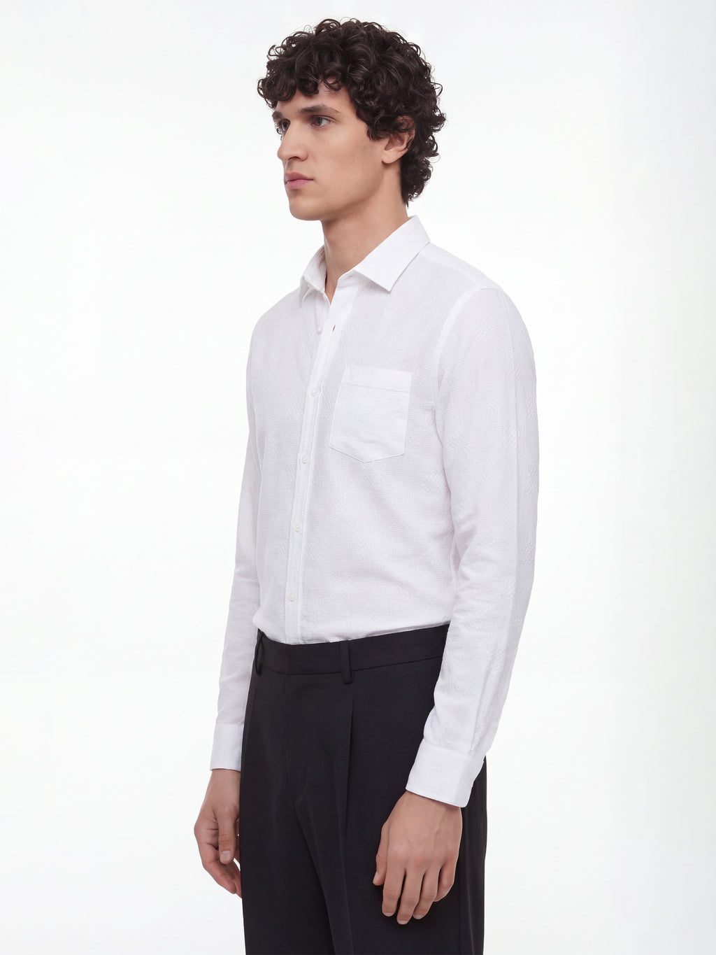 Highlander Men White Self Design Regular Fit Casual Shirt - White - Image 4