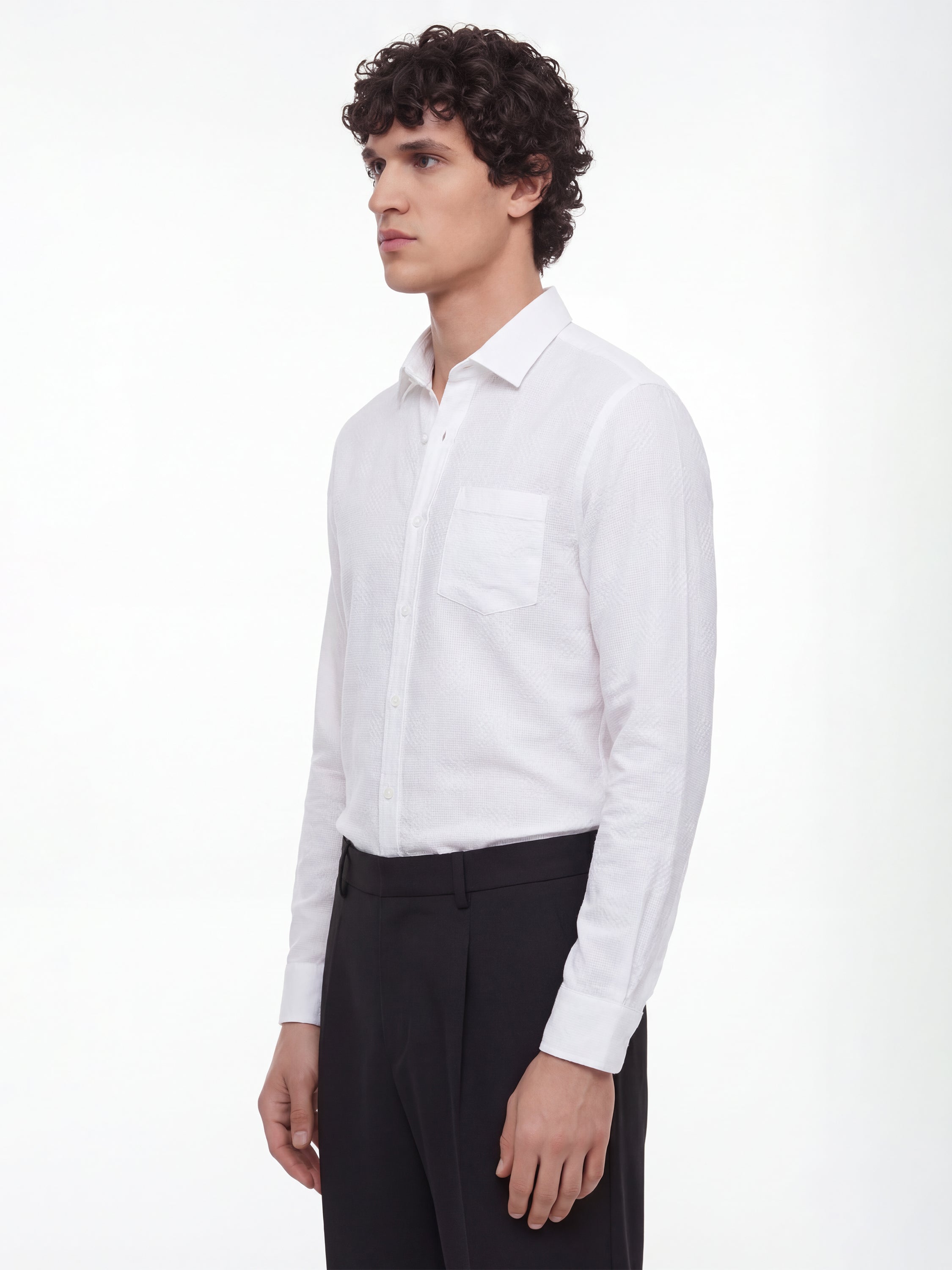 Highlander Men White Self Design Regular Fit Casual Shirt - White - Image 4