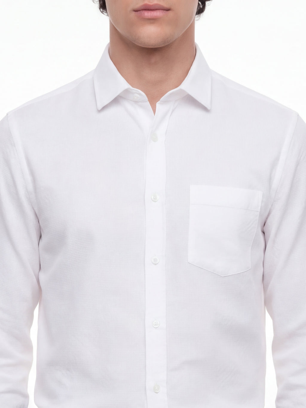 Highlander Men White Self Design Regular Fit Casual Shirt - White - Image 5