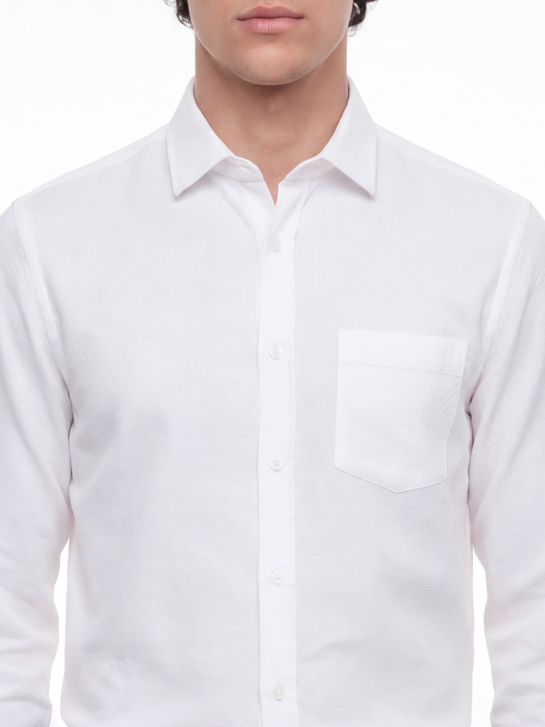 Highlander Men White Self Design Regular Fit Casual Shirt - White - Image 5