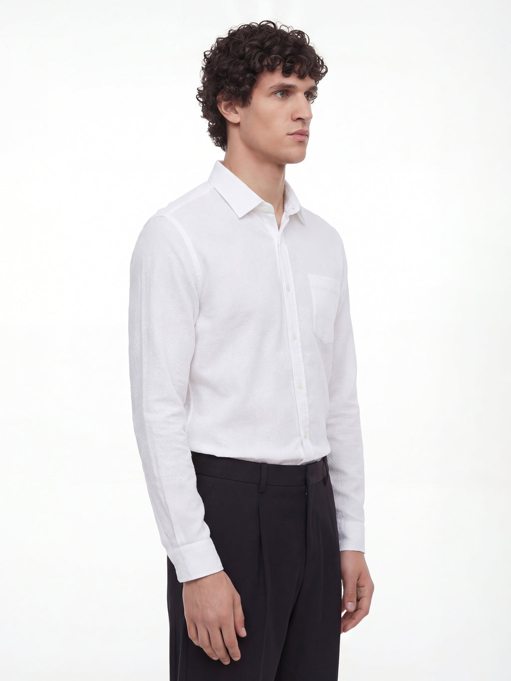 Highlander Men White Self Design Regular Fit Casual Shirt - White - Image 6