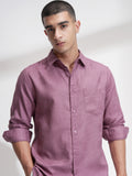 Highlander Men Pink Self Design Slim Fit Casual Shirt - Pink - Image 1