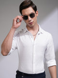 Highlander Men White Self Design Slim Fit Casual Shirt - White - Image 1