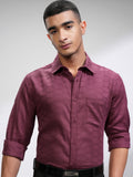 Highlander Men Pink Textured Slim Fit Casual Shirt - Pink - Image 1