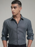 Highlander Men Blue Self Design Slim Fit Casual Shirt - Blue - Image 1