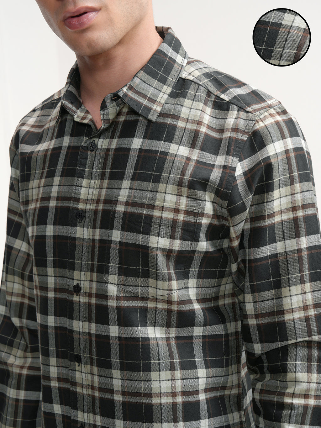 Highlander Men Black Checked Slim Fit Casual Shirt - Black - Image 5