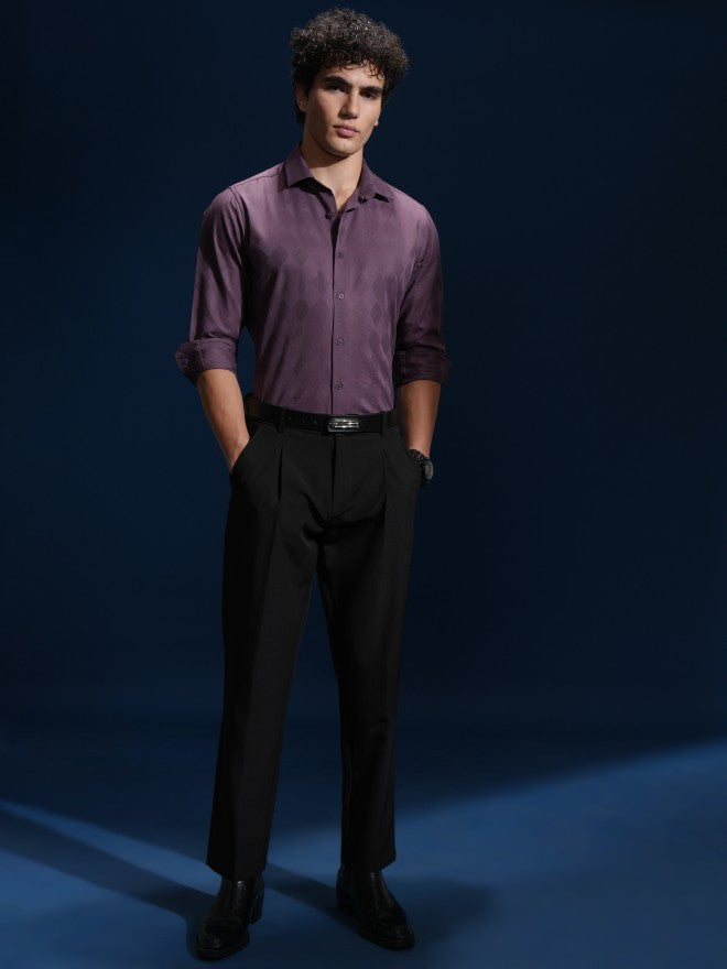 Highlander Men Mauve Printed Slim Fit Casual Shirt - Mauve - Image 2