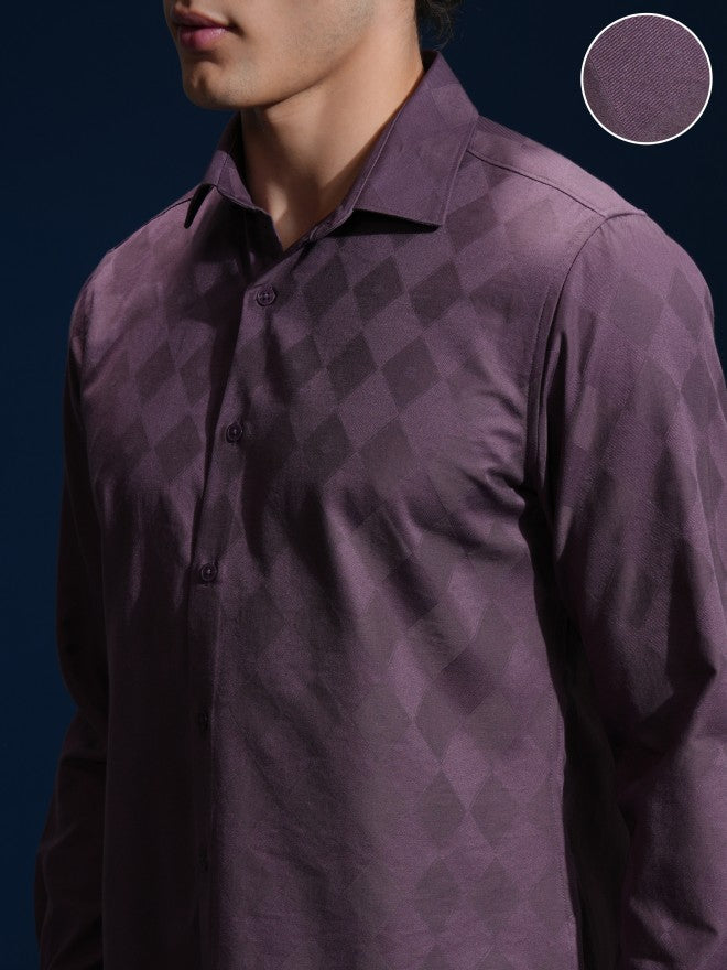 Highlander Men Mauve Printed Slim Fit Casual Shirt - Mauve - Image 5