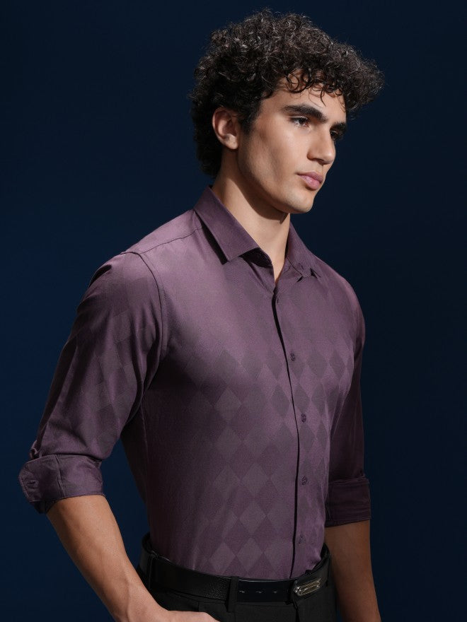 Highlander Men Mauve Printed Slim Fit Casual Shirt - Mauve - Image 6