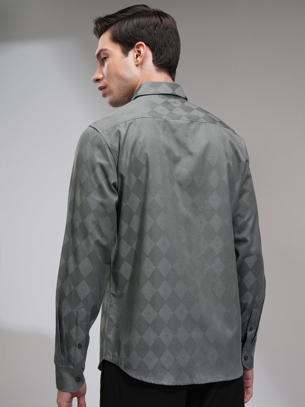 Highlander Men Grey Printed Slim Fit Casual Shirt - Grey - Image 3