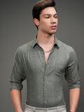 Highlander Men Olive Solid Slim Fit Casual Shirt - Olive - Image 1
