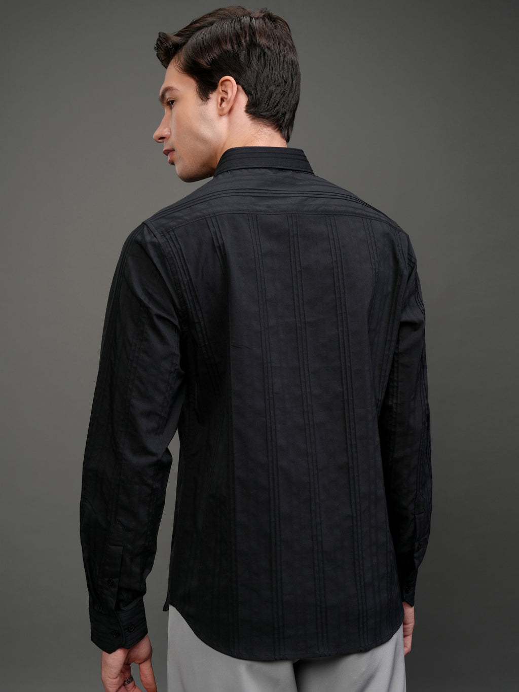 Highlander Men Black Striped Slim Fit Casual Shirt - Black - Image 3