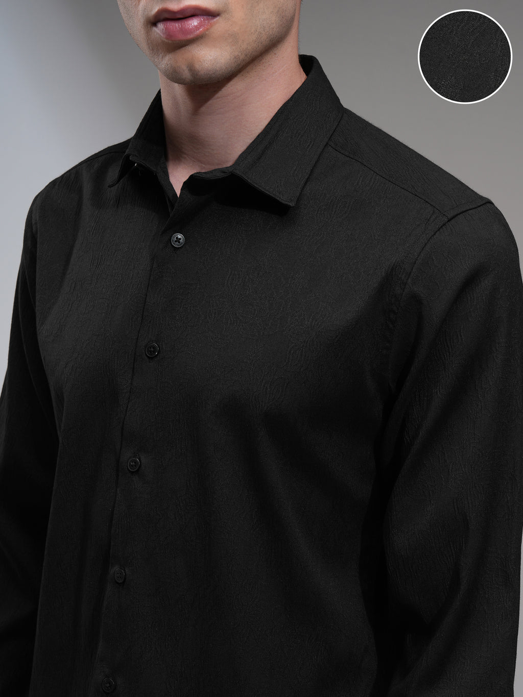 Highlander Men Black Solid Slim Fit Casual Shirt - Black - Image 5
