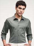 Highlander Men Grey Self Design Slim Fit Casual Shirt - Grey - Image 1