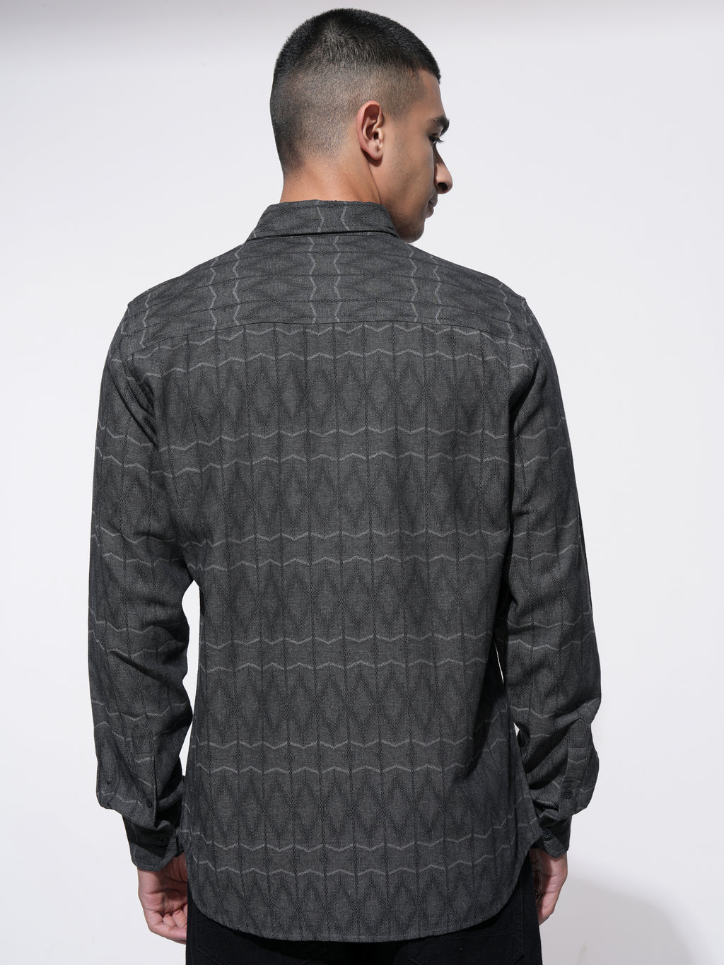 Highlander Men Charcoal Printed Slim Fit Casual Shirt - Charcoal - Image 3