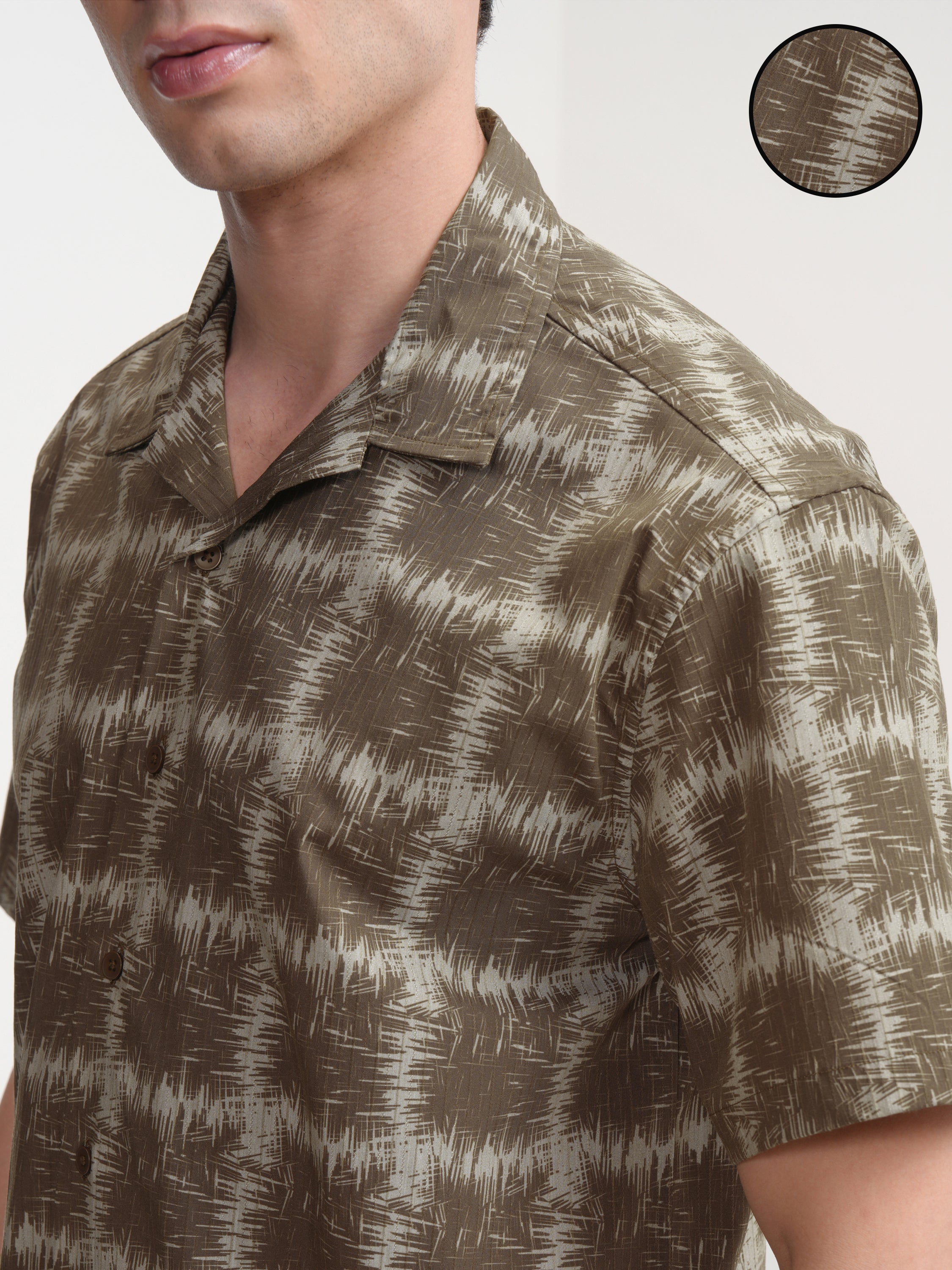 Highlander Men Olive Printed Relaxed Fit Casual Shirt - Olive - Image 5