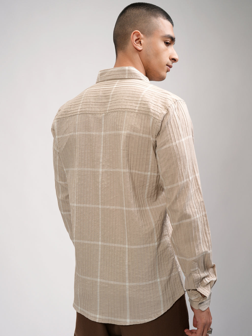 Highlander Men Beige Striped Slim Fit Casual Shirt - Beige - Image 3