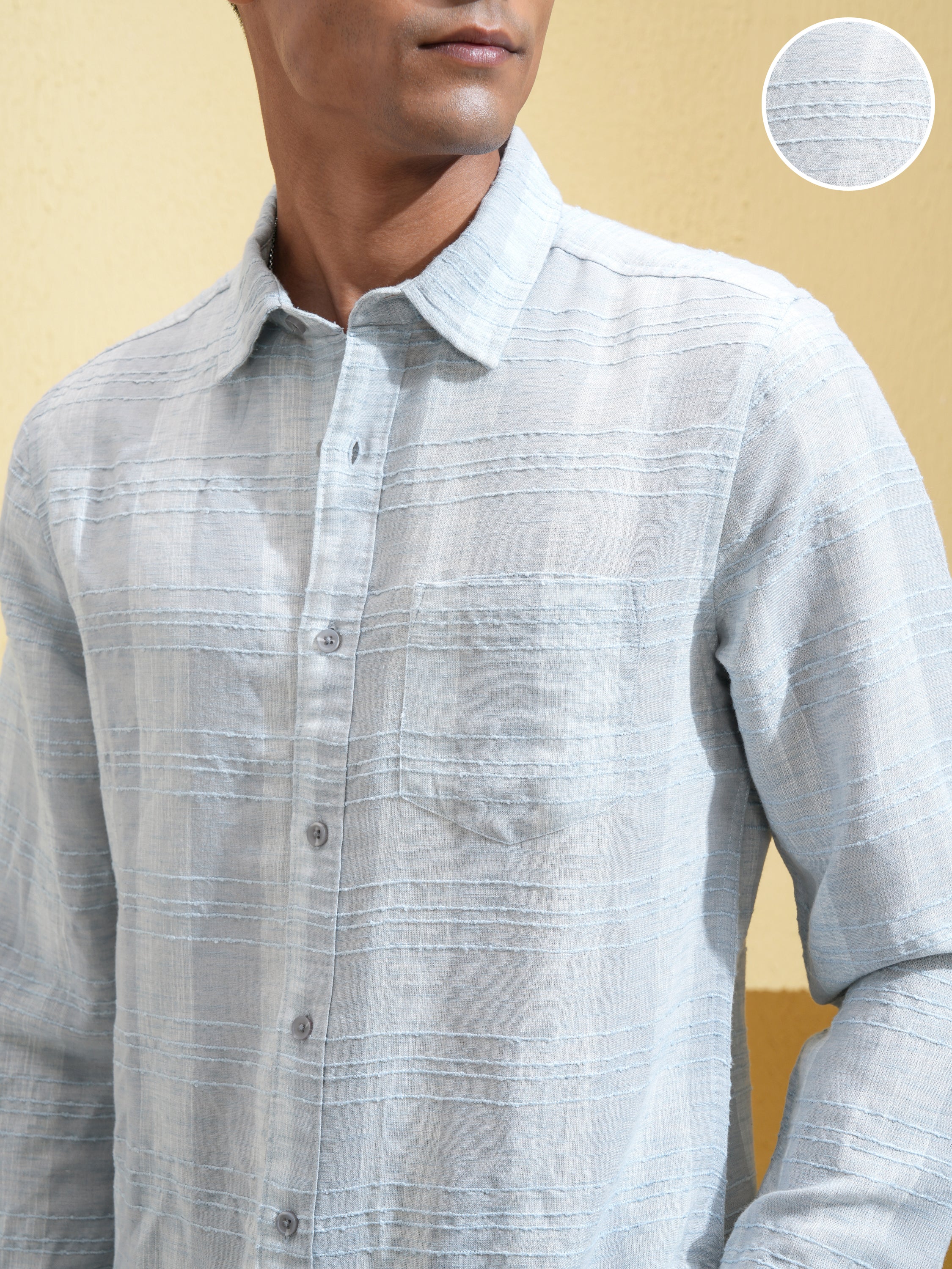 Highlander Men Blue Checked Slim Fit Casual Shirt - Blue - Image 5