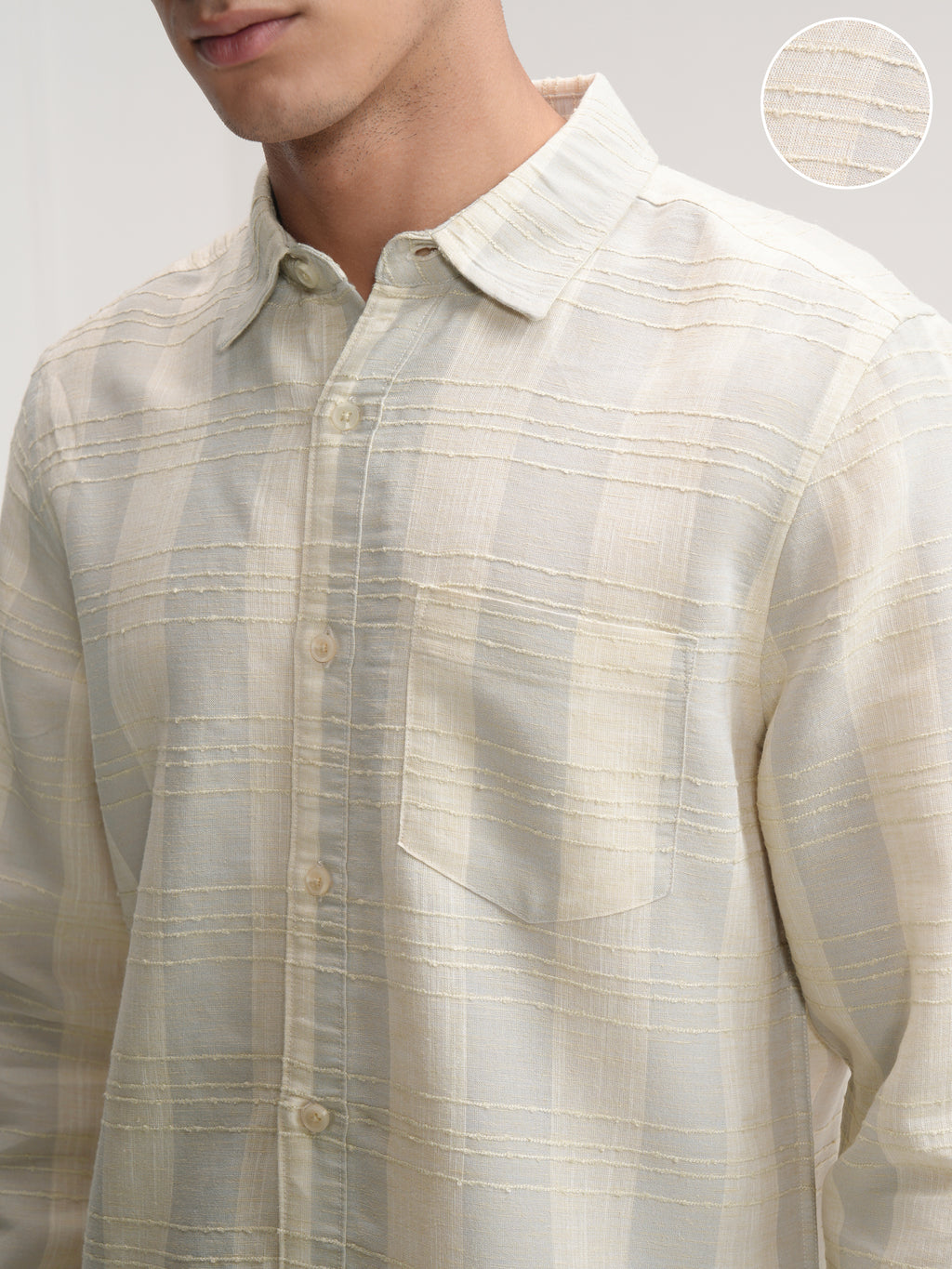 Highlander Men Beige Checked Slim Fit Casual Shirt - Beige - Image 5