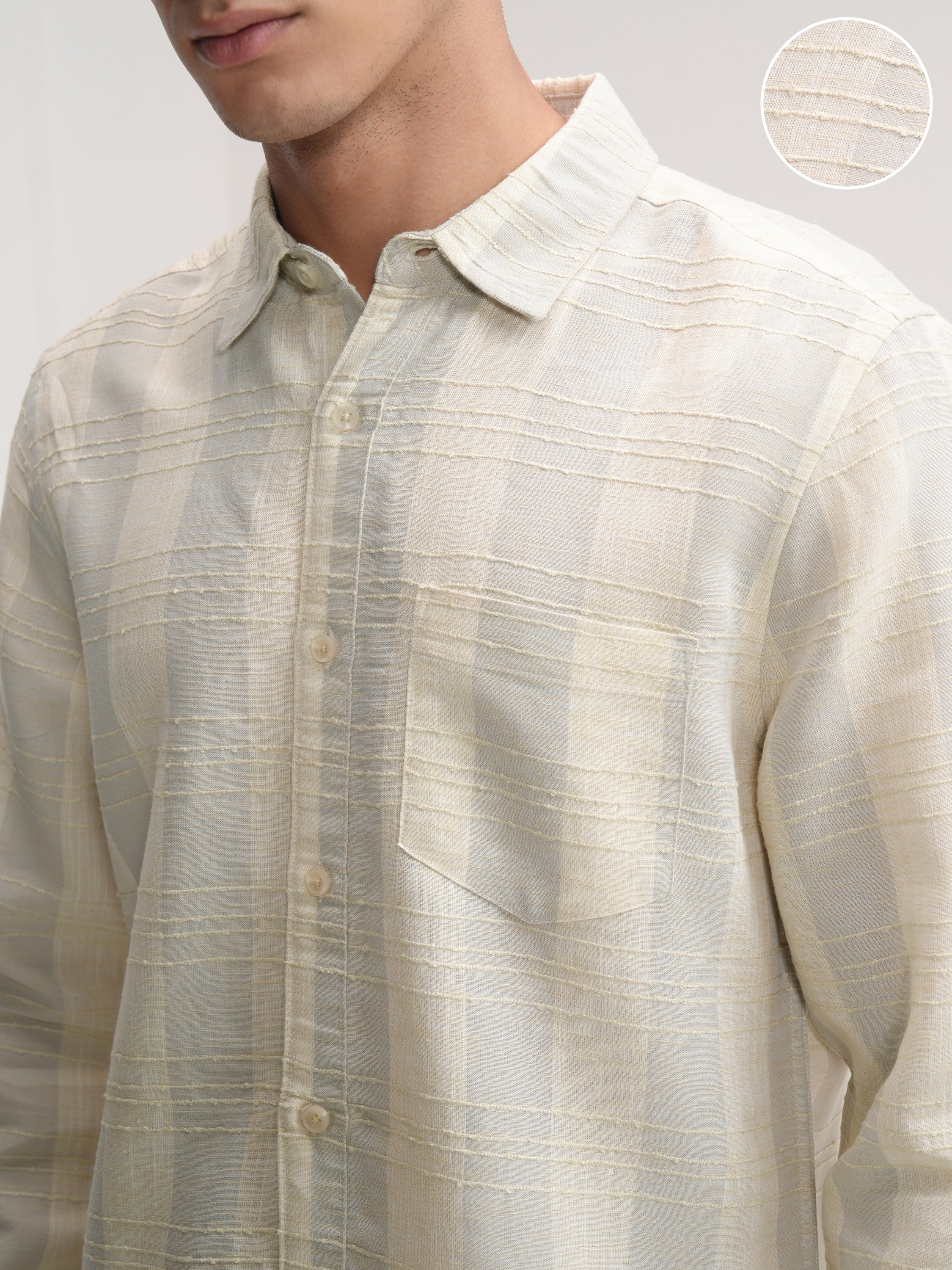 Highlander Men Beige Checked Slim Fit Casual Shirt - Beige - Image 5