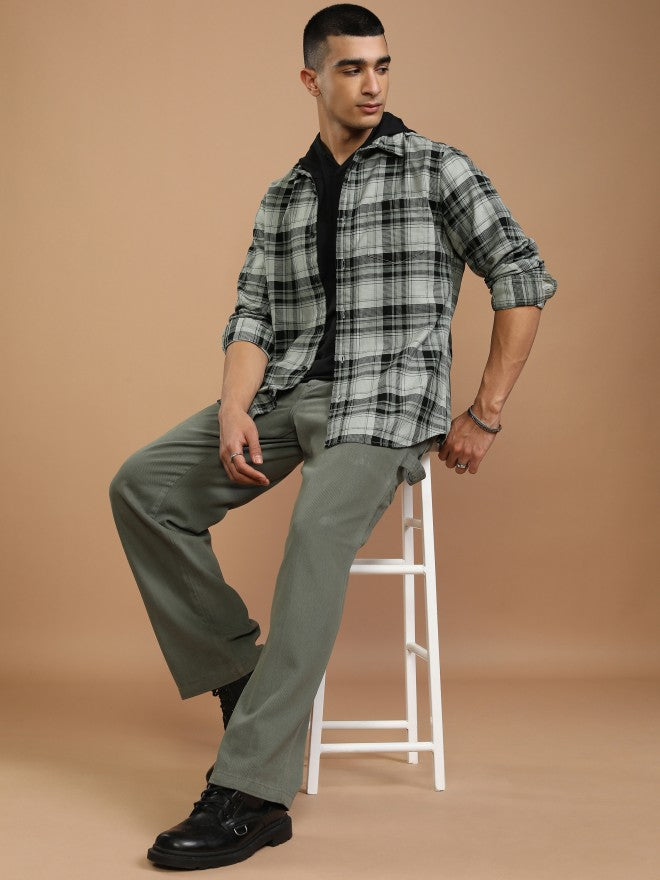 Highlander Men Green Checked Slim Fit Casual Shirt - Green - Image 2