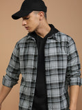 Highlander Men Blue Checked Slim Fit Casual Shirt - Blue - Image 1