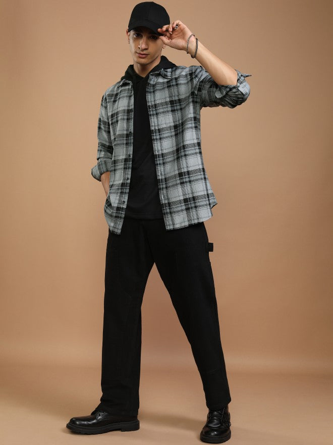 Highlander Men Blue Checked Slim Fit Casual Shirt - Blue - Image 2