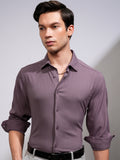 Highlander Men Mauve Textured Slim Fit Casual Shirt - Mauve - Image 1