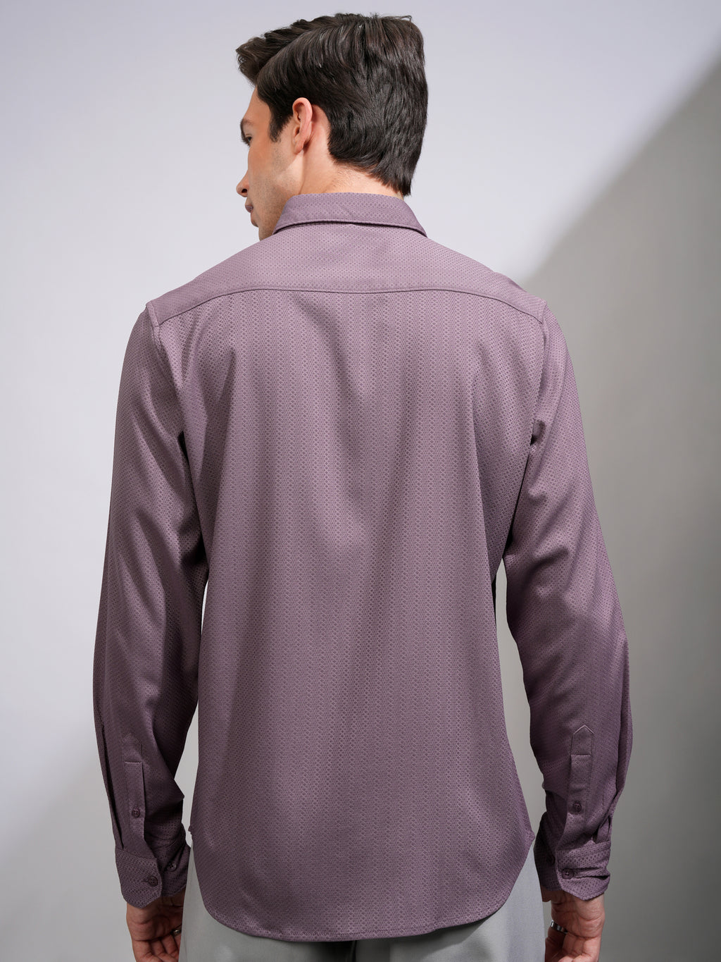 Highlander Men Mauve Textured Slim Fit Casual Shirt - Mauve - Image 3