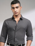 Highlander Men Grey Self Design Slim Fit Casual Shirt - Grey - Image 1