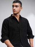 Highlander Men Black Self Design Slim Fit Casual Shirt - Black - Image 1