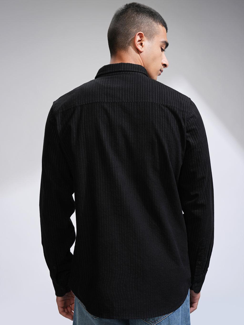Highlander Men Black Self Design Slim Fit Casual Shirt - Black - Image 3