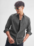 Highlander Men Grey Self Design Slim Fit Casual Shirt - Grey - Image 1