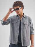 Highlander Men Grey Self Design Relaxed Fit Casual Shirt - Grey - Image 1