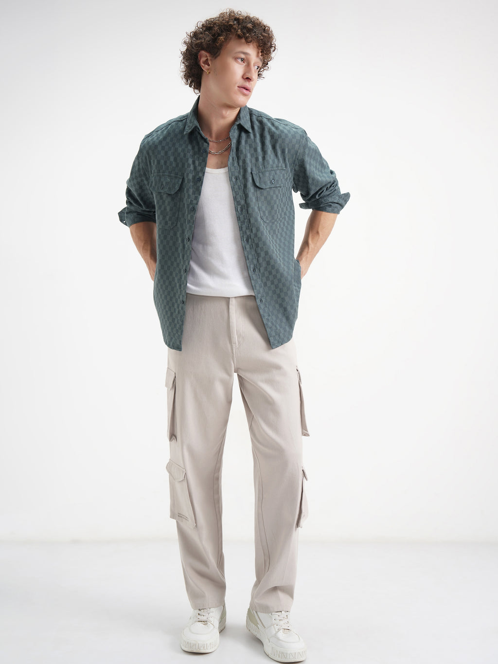 Highlander Men Blue Checked Relaxed Fit Casual Shirt - Blue - Image 2