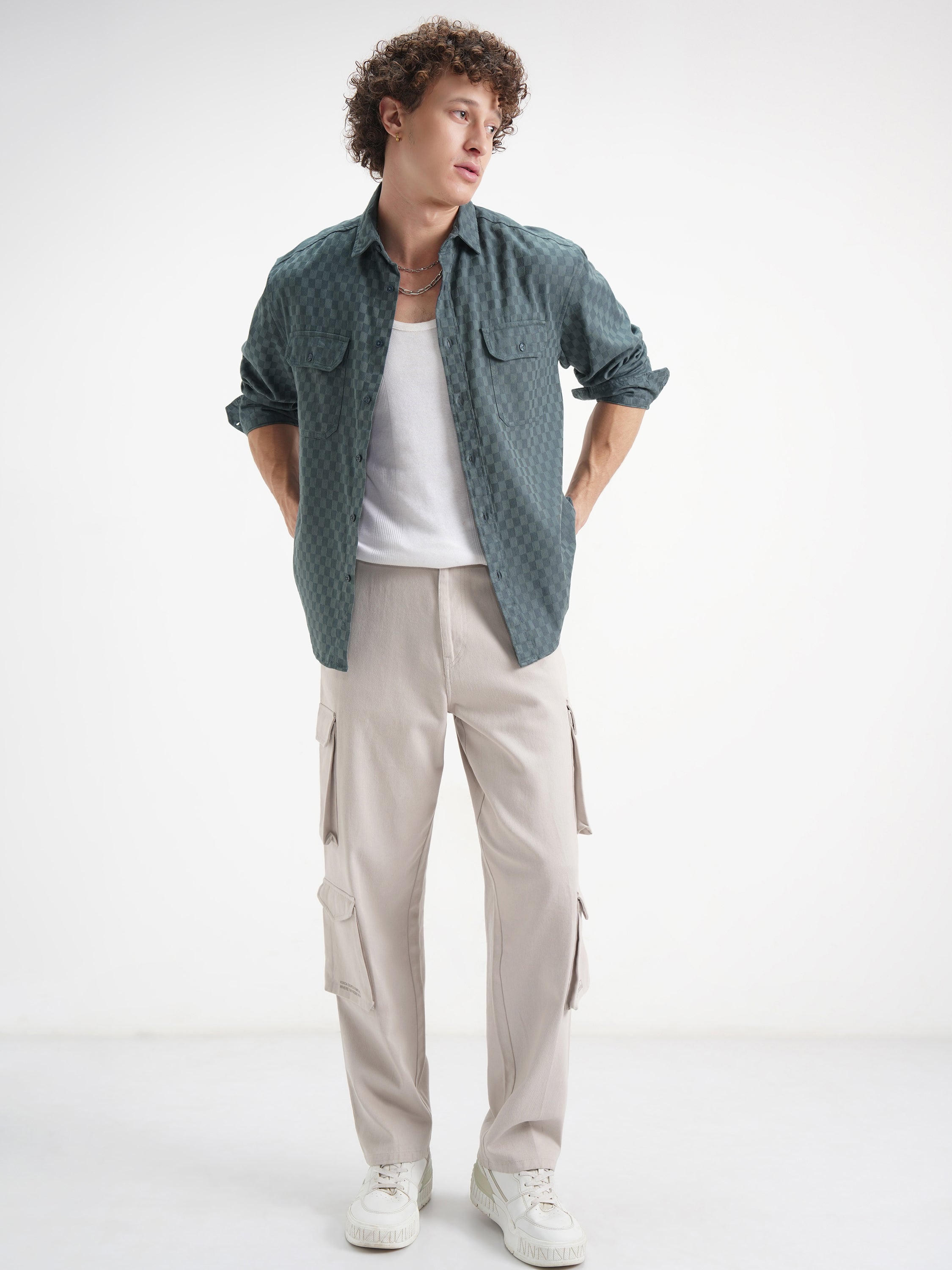 Highlander Men Blue Checked Relaxed Fit Casual Shirt - Blue - Image 2