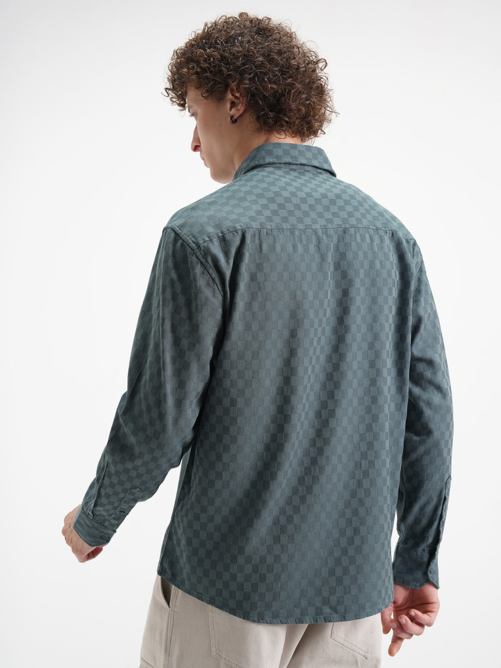 Highlander Men Blue Checked Relaxed Fit Casual Shirt - Blue - Image 3