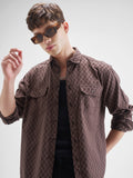 Highlander Men Maroon Self Design Relaxed Fit Casual Shirt - Maroon - Image 1