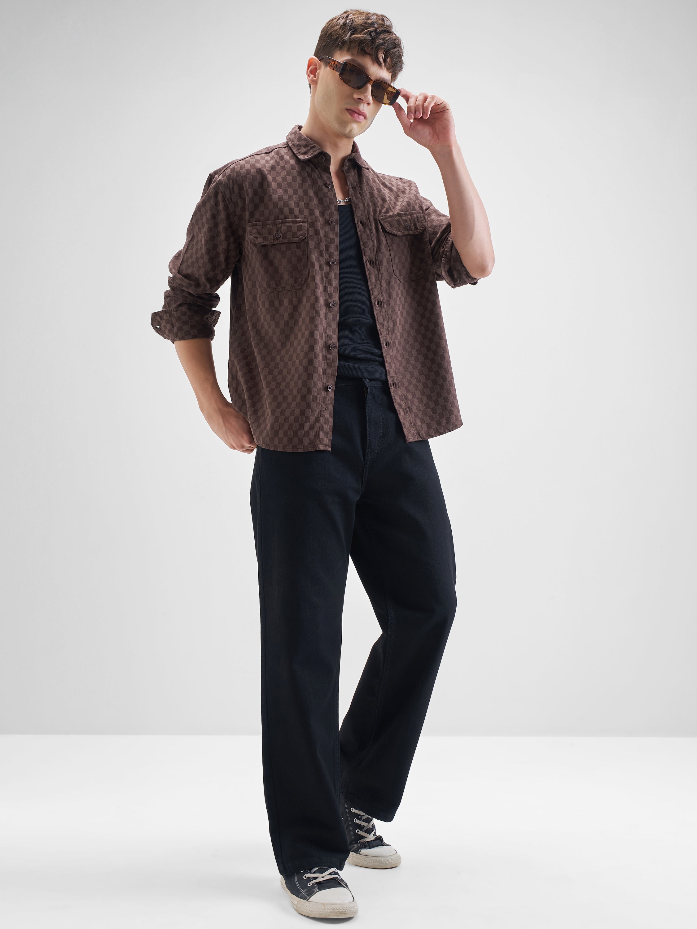 Highlander Men Maroon Self Design Relaxed Fit Casual Shirt - Maroon - Image 2