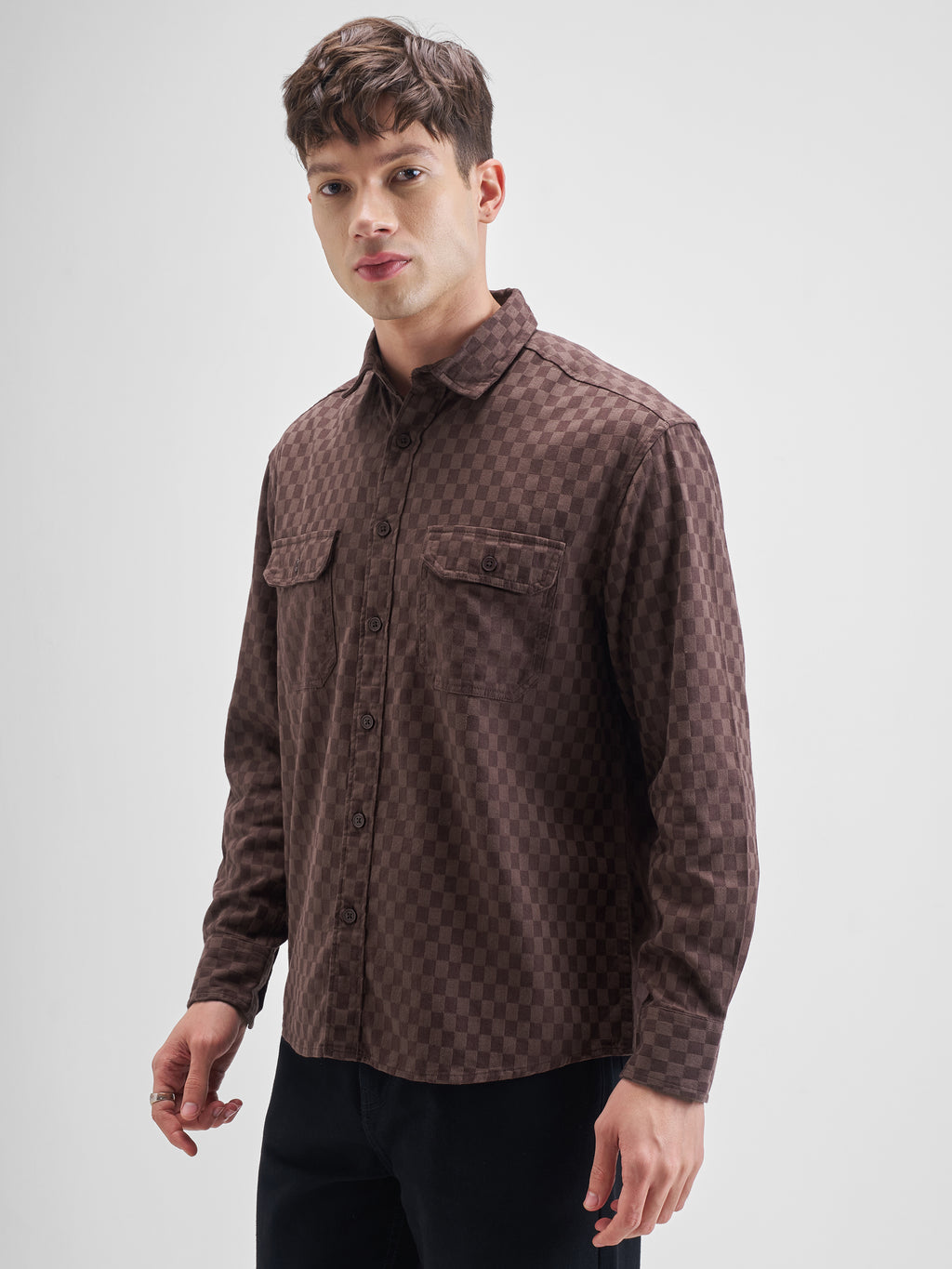 Highlander Men Maroon Self Design Relaxed Fit Casual Shirt - Maroon - Image 4
